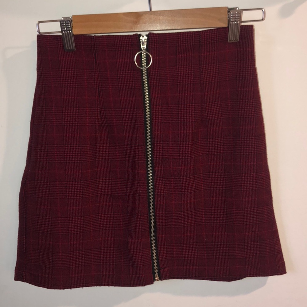 Stylish red plaid skirt